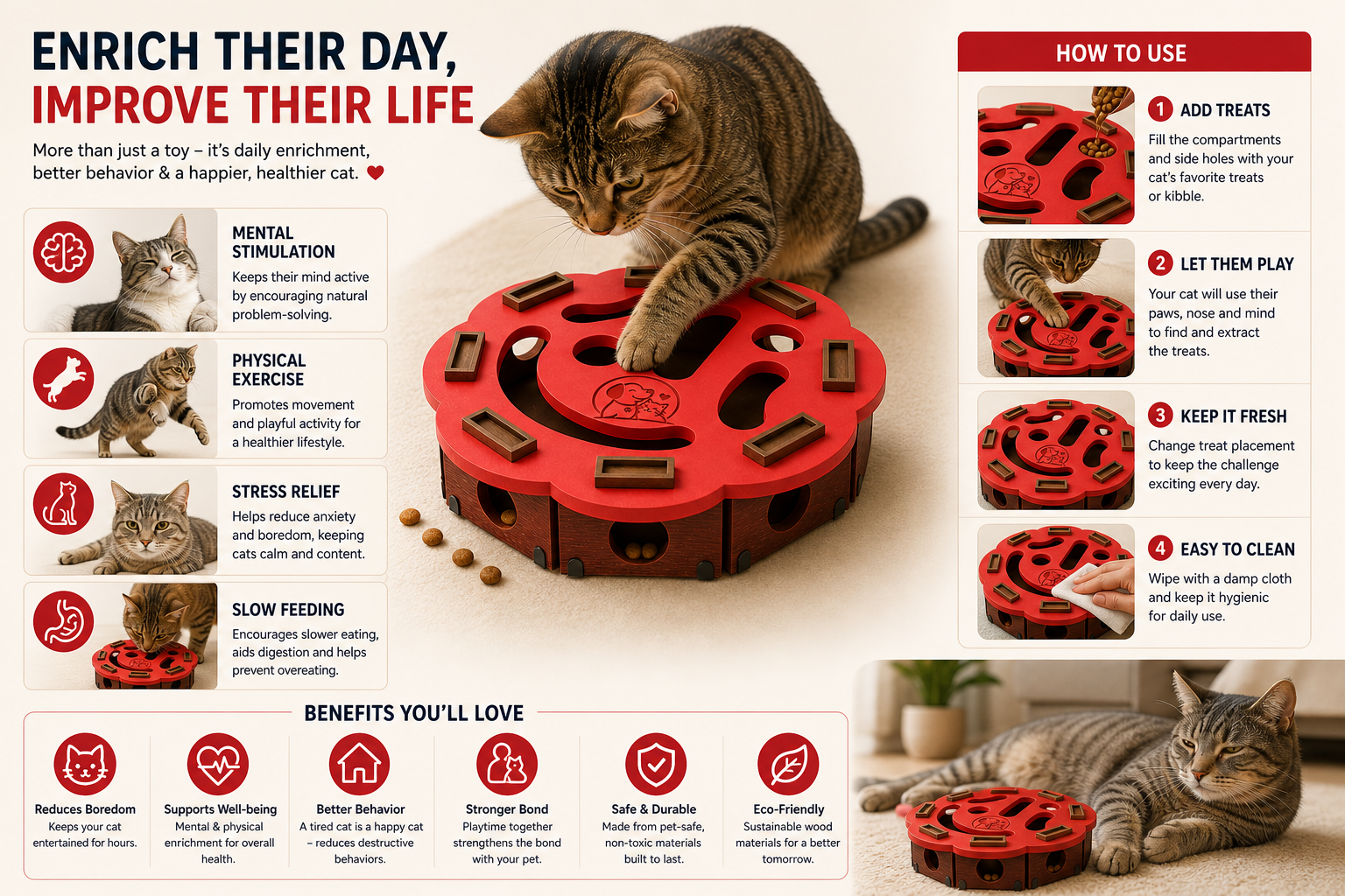 Cat Puzzle Box – Scratch & Play Maze Toy for Cats - Image 5