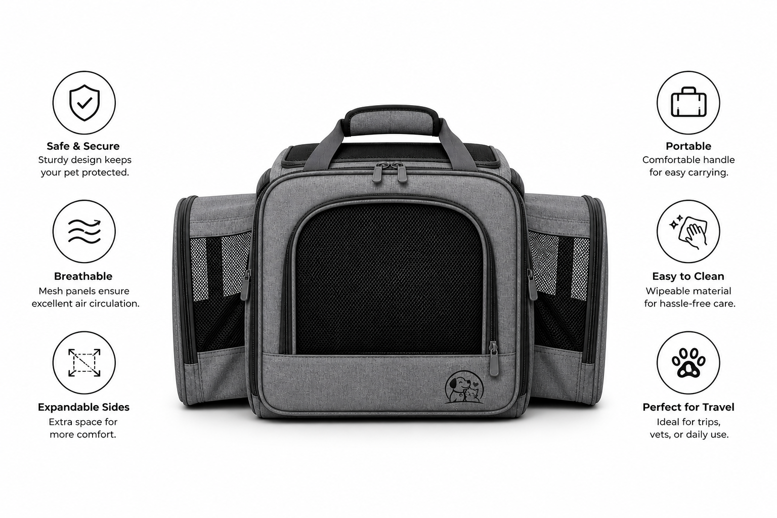 Expandable Pet Travel Carrier – Foldable Soft-Sided Carrier for Cats & Small Dogs