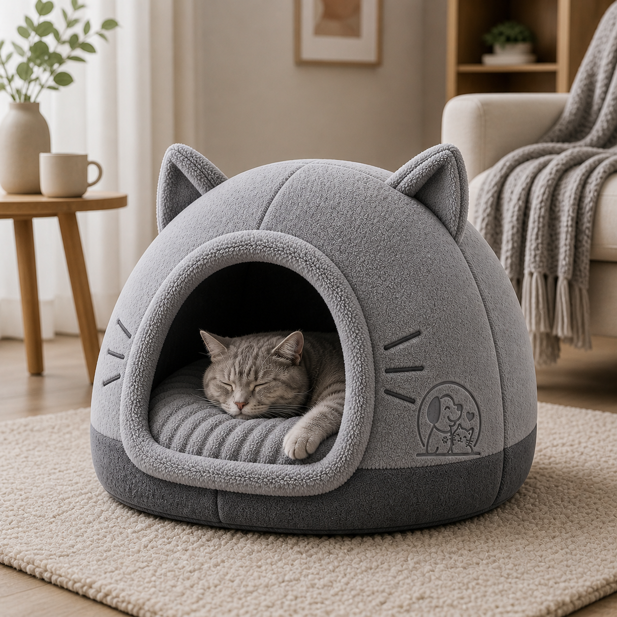 Cat Cave Bed – Enclosed Pet Bed for Cats & Small Dogs - Image 5