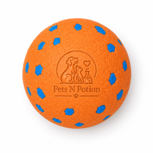 Pets N Potion Natural Rubber Dog Ball Toy – Interactive Chew & Fetch Ball – Orange